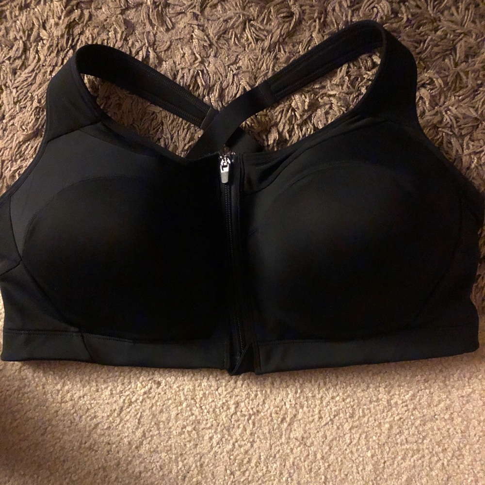 Champion Black Front-Zip Support Sports Bra